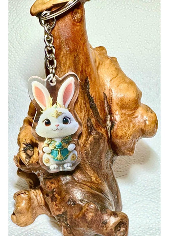 Акриловий брелок з кільцем для ключів із зображенням символу року за Китайським Гороскопом РІК КРОЛИКА (ЗАЙЦЯ) No Brand (314813452)