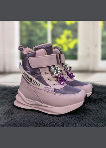 Лиловые повседневные зимние ботинки дутики зимние детские для девочки Tom.M