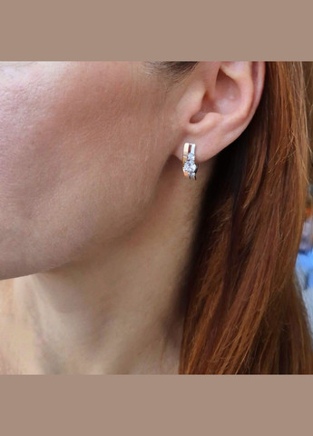 Срібні сережки з Білими каменями срібло 925 проби Родоване с золотою пластиною 1531с 2.80г No Brand (306742956)