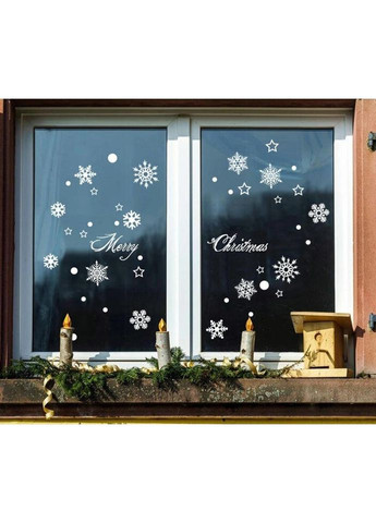 Набір новорічних наклейок на вікно Сніжинки 2 14582 45х60 см 1 лист No Brand (335585546)
