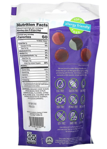 Органические леденцы с витамином С, ассорти фруктов, 93,6 г YumEarth - (369623756)