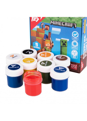 Фарби гуашеві Minecraft 9 кол. 20 мл (Україна) Yes (350936099)
