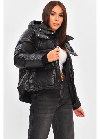 Чорна демісезонна куртка жіноча демісезонна чорного кольору Let's Shop