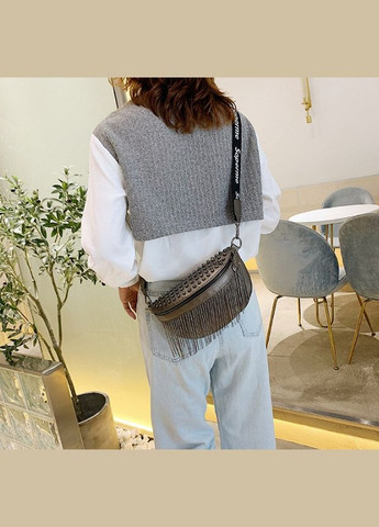 Женская бананка мини сумочка на грудь с шипами, сумка-бананка для девушки черная экокожа Бронзовый(BRT) Brettani (336552243)