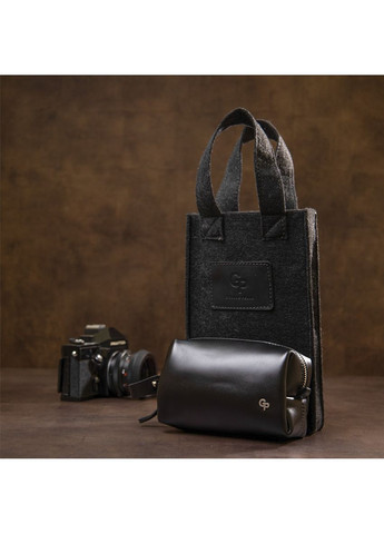 Шкіряна глянсова чоловіча косметичка 11413 Grande Pelle (366881234)