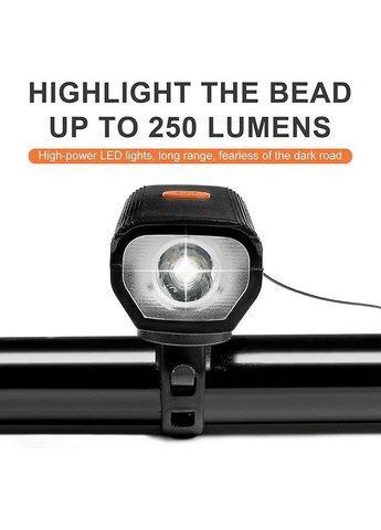 Велосипедный фонарь Kinberry передний с клаксоном 120 дБ, USB, IPX5, 3 режима (для MTB и шоссе) No Brand (316699205)