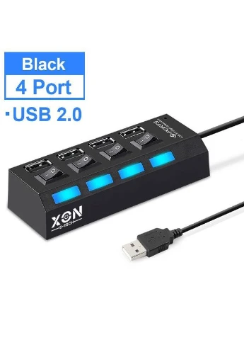 USB-хаб XON SmartHub Switch 4хUSB2.0 Чорний (UHASP040042B 5016) XON E-Tech (303928581)