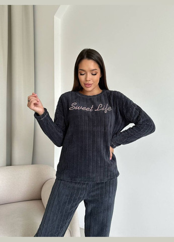 Темно-сіра зимня піжама кофта + брюки Eliz