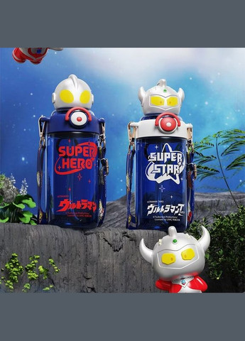 Дитяча пляшка для води Super Star Robot 650 мл, з соломинкою, синій (09878037) Sanrio (326600568)