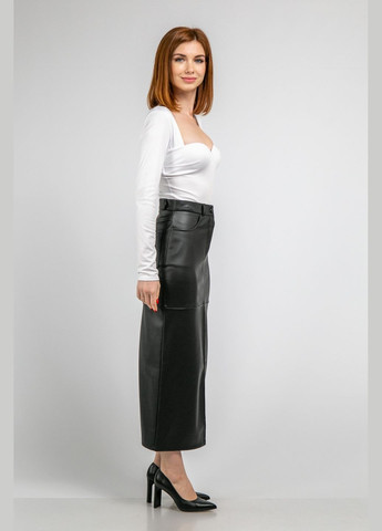 Спідниця міді еко-шкіри з розрізом CHICLY (316680321)