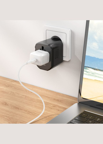 Универсальное зарядное устройство для быстрой зарядки AC15 |EU/UK/US/AUS, 2USB/1Type-C PD20W QC3.0| Черны Hoco (337351810)