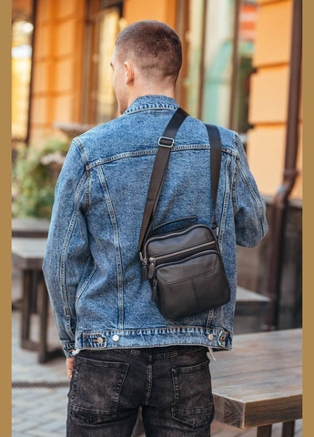 Мужская черная сумка кроссбоди из натуральной кожи Tiding Bag (302390961)