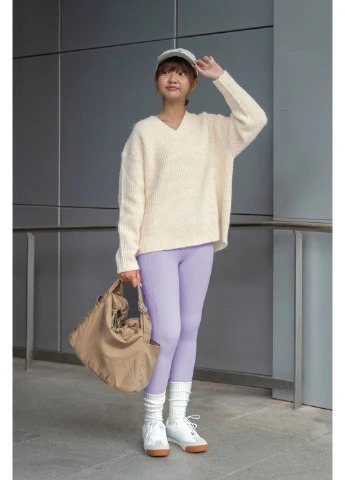 Сиреневые демисезонные леггинсы Uniqlo