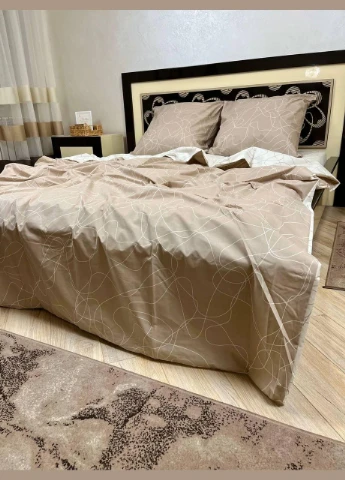 Постільна білизна бавовняна Візерунки Півтораспальна 150 x 220 Бязь Бежевий 50 х 70 No Brand (282842938)