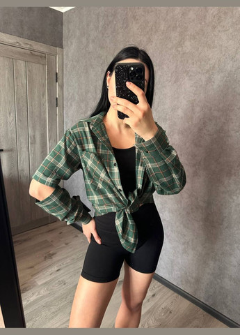 Зеленая классическая, повседневный, кэжуал, вечерний рубашка в клетку No Brand с длинным рукавом