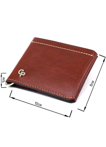 Мужской кожаный зажим для денег Коричневый 10х8х1 см Grande Pelle (391298315)