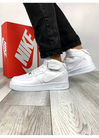Белые демисезонные кроссовки мужские nike air force 1 high white v2 найк аир форс 1 премиум No Brand