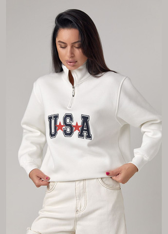 Молочный стильный свитшот надпись молния (302504927)