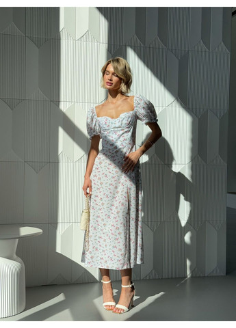 Молочное кэжуал платье Larionoff с цветочным принтом