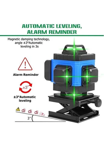 Рівень лазерний лінійний нівелір акумуляторний Laser 4D, 16 ліній, робоча відстань 30м, у валізі No Brand (381040122)