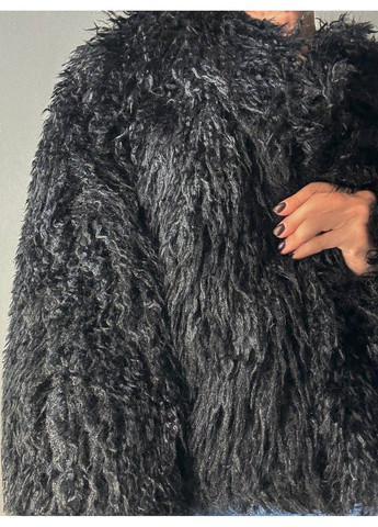 Шуба жіноча 10051 штучне хутро під ламу коротка чорна Lady yep (350936616)