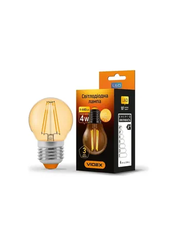 Лампочка LED Filament G45FA 4W E27 2200K бронза (VL-G45FA-04272) Videx LED Filament G45FA 4W E27 2200K бронза (406861947)