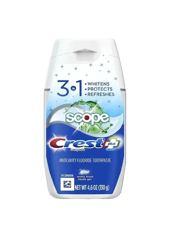 Зубна паста 3D White Stain Eraser, свіжа м'ята, 65 грам + Рідка гелева зубна паста Complete Plus Scope 3-In-1 М'ятна с Crest slim fit (370442166)