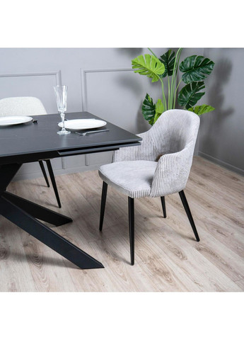 Стілець Ронда, з металу, сидіння з тканини, 55x55x82 см, Світло-сірий вельвет Prestol (372178832)