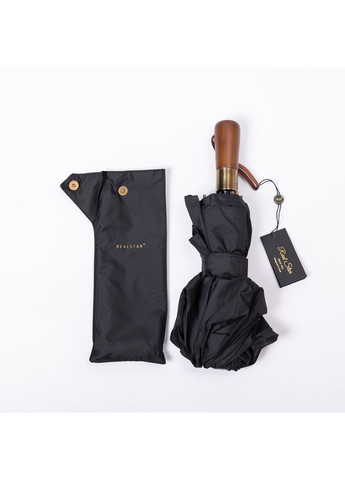 Чорна} парасолька автоматична чорна з дерев'яною ручкою складаною для чоловіків і жінок водовідштовхувальний купол Yiwu (370602417)