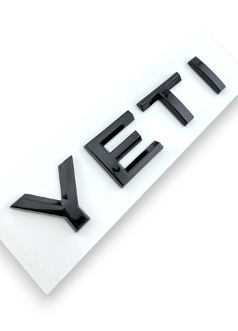 Эмблема наклейка на багажник Yeti шильдик Йетти Шкода 107/22 мм черный глянец Skoda (354698427)