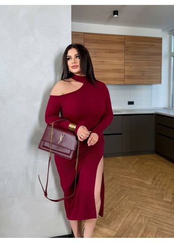 Бордова ділова, кежуал сукня No Brand однотонна