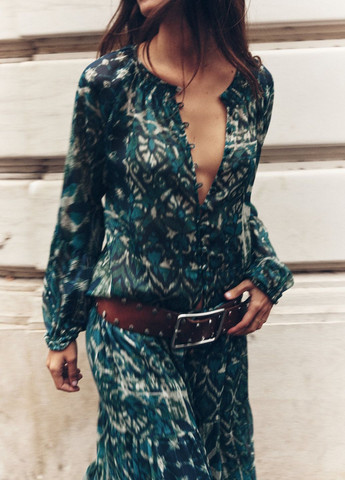 Комбинированная демисезонная блузка Zara