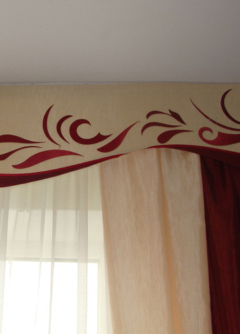 Жорсткий ламбрекен з шторою Гілочка 250см бордовий (9_7ж) Firanka Style (336386418)