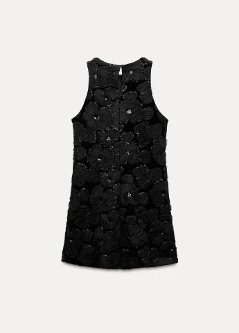 Чорна коктейльна сукня Zara з квітковим принтом