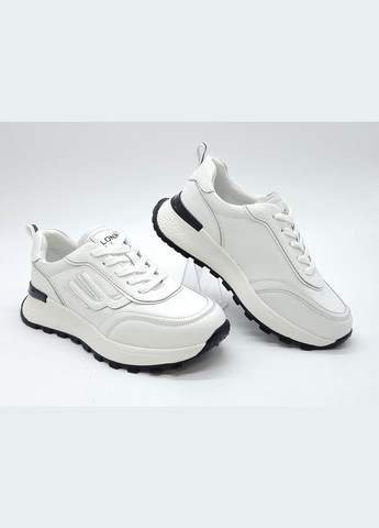 Белые всесезонные женские кроссовки белые кожаные l-19-13 23 см (р) Lonza