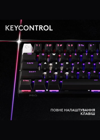 Бездротова клавіатура G PRO X 60 TKL GX Optical Black Tactile (920-011911), механічні клавіші, RGB підсвітка Logitech (354738105)
