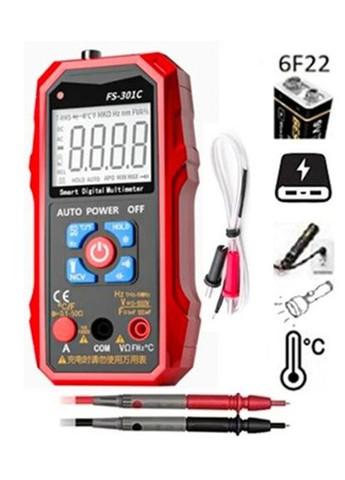Тестер цифровий автоматичний FS-301С 6000біт мультиметр із термопарою ліхтариком і Powrbank (АКБ) ACV (364503459)