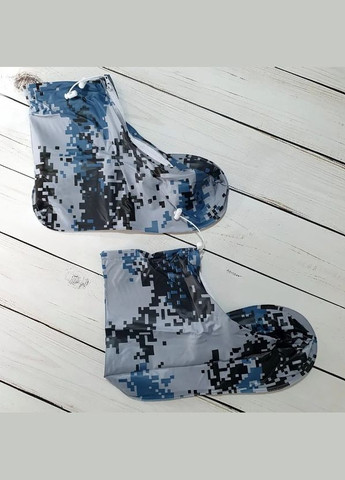 Повномірні чохли - бахіли для взуття від дощу та багнюки, розміри S M L XL 2XL 3XL (33-44), синій піксель Eva (302433056)