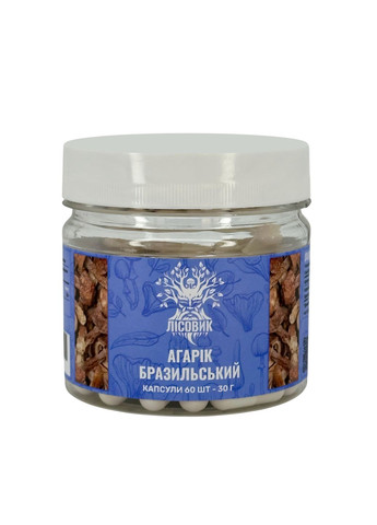 Гриб Агарик бразильский, капсулы 60 шт по 0.5 г Лісовик (334293051)