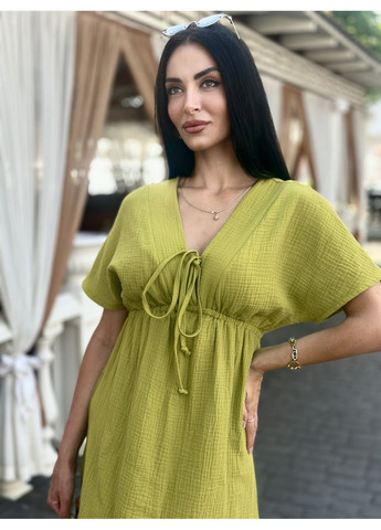 Горчичное длинное муслиновое платье Fashion Girl