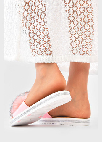 Розовые шлепки женские силиконовые розового цвета Let's Shop с цветами