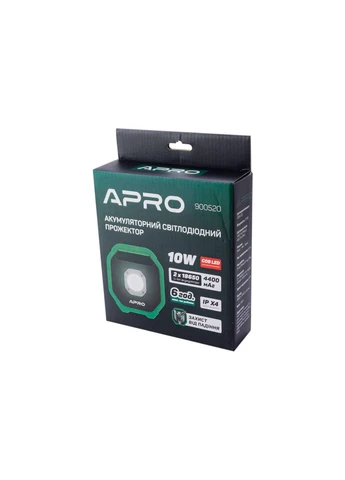Прожектор аккумуляторный 10 Вт Li-Ion Apro (382315464)