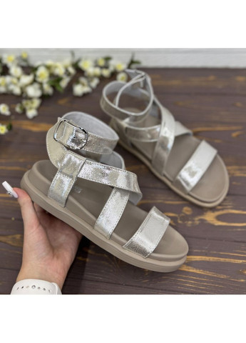 Комбинированные женские босоножки с анатомической стелькой. натуральная кожа сатин. 38 размер Vasha para с ремешком