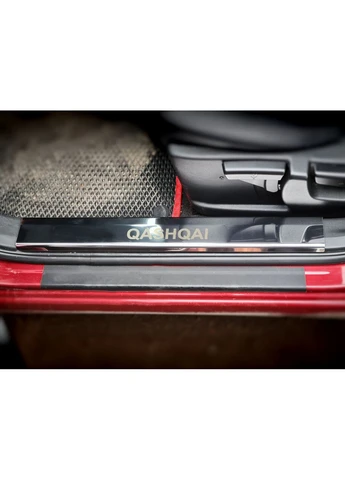 Накладки на пластиковые пороги нержавейка (4 шт) для Nissan 2010-2014 гг CARMOS Qashqai (388955811)