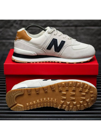 КРОССОВКИ ЖЕНСКИЕ NEW BALANCE 574 BEIGE BLACK 2.0 НЬЮ БЕЛАНС 574 No Brand чёрные демисезоны (367176918)