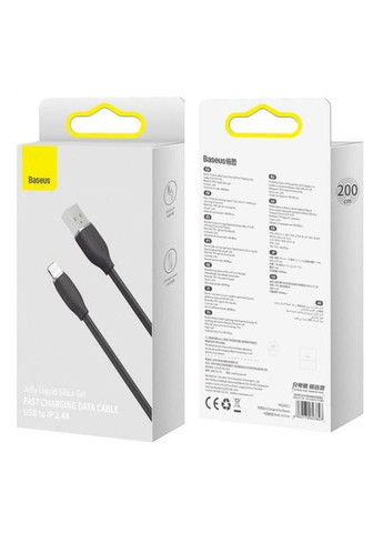 Кабель Jelly Liquid Silica Gel USB - Lightning (M/M), 2.4 A, 2 м, Black (CAGD000101) Baseus (336959997)