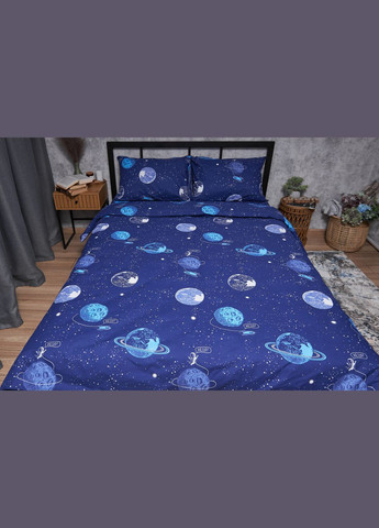 Комплект постельного белья Бязь Gold Люкс «» полуторный евро 160х220 наволочки 2х70х70 (MS-820004817) Moon&Star Planets (293148025)