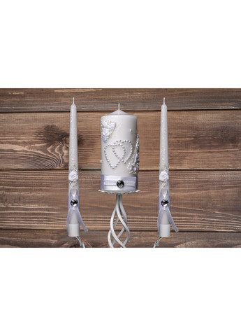 Набір весільних свічок у білому кольорі із сердечками Bispol (365722813)