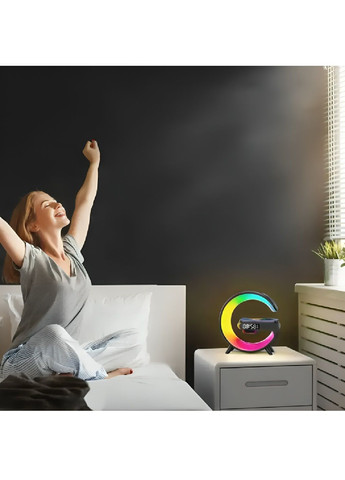 Настольная лампа ночник с Bluetooth колонкой 5.0 RGB подсветкой беспроводной зарядкой 15х15х5,5 см (480385-Prob) Черная Unbranded (334370779)