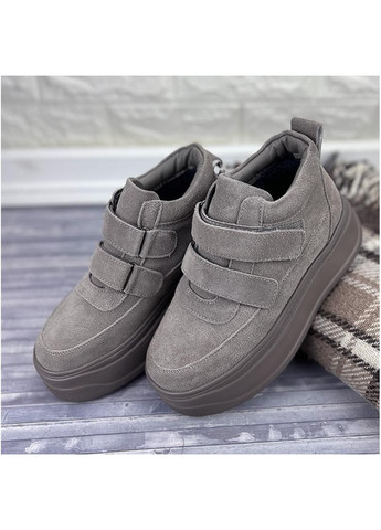 Черевики жiночi замшевi на платформi Е-001083-2 Сiрi No Brand (306455519)